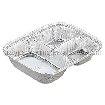 3 Compartment Disposable Food Aluminum Containers Foil Trays With Lids For Fast Food