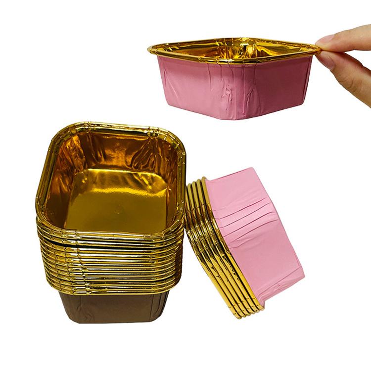 Professional Wholesale Baking Tool Square Rectangular Oval Shaped Aluminum Foil Paper Rolled-rim Cup Cupcake liner