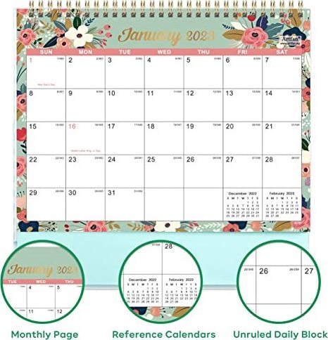 Custom Printing 365 Day 2023 2024 Desk Calendar Standing Flip with Thick Paper Memo Pages Twin Wire Binding Unruled Blocks