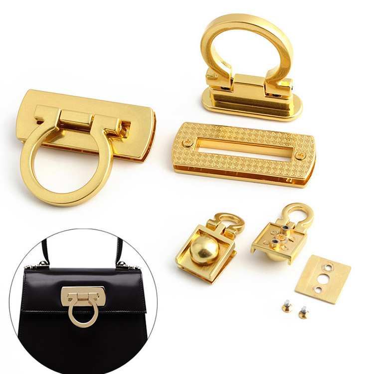 Female Hand Bag Press Lock Hardware Accessories Luxury Mini Twist Lock Bag Gold Metal Case Buckle Clasp Turn Lock for Women Bag