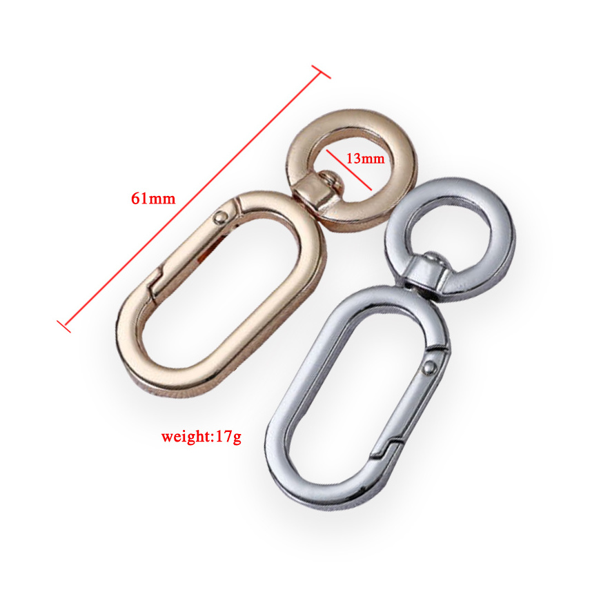 Wholesale alloy hardware accessories Metal O ring Lobster rotating bag hook for handbags