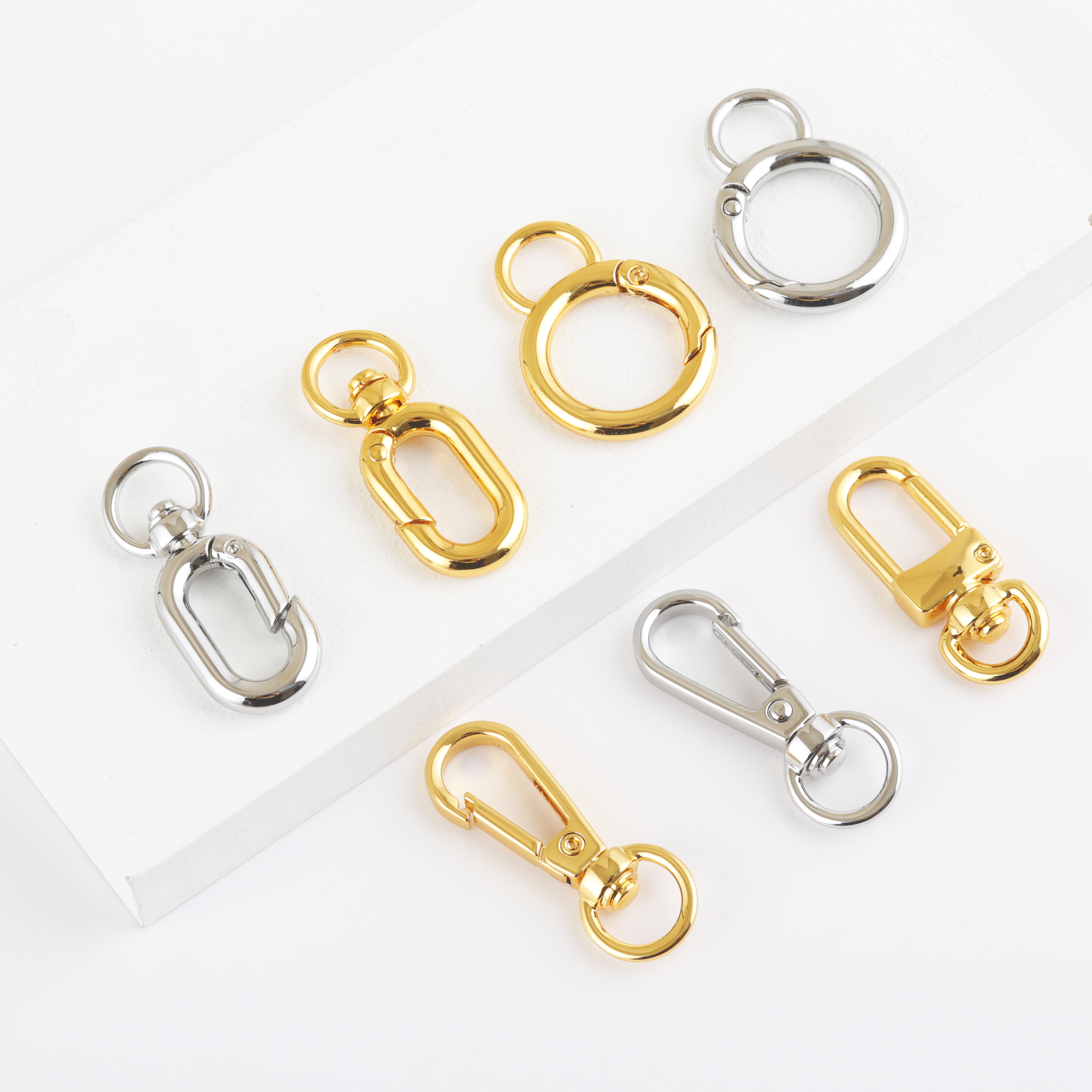 Hardware hook keychain ring bag Gold spring spiral zinc alloy bag hook for handbag