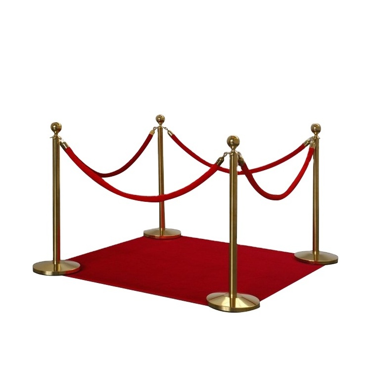 High Quality Steel Gold Stanchion Rope Red Queue Line Barrier For Sale