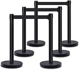 Retractable Belt Queue Divider Stand airport queueing pole black stanchion