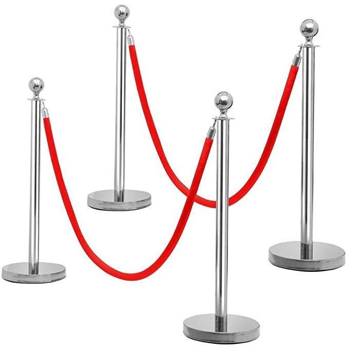 Customized Length Custom 2 Meter Velvet Rope Queue Stanchions For Crowd Control