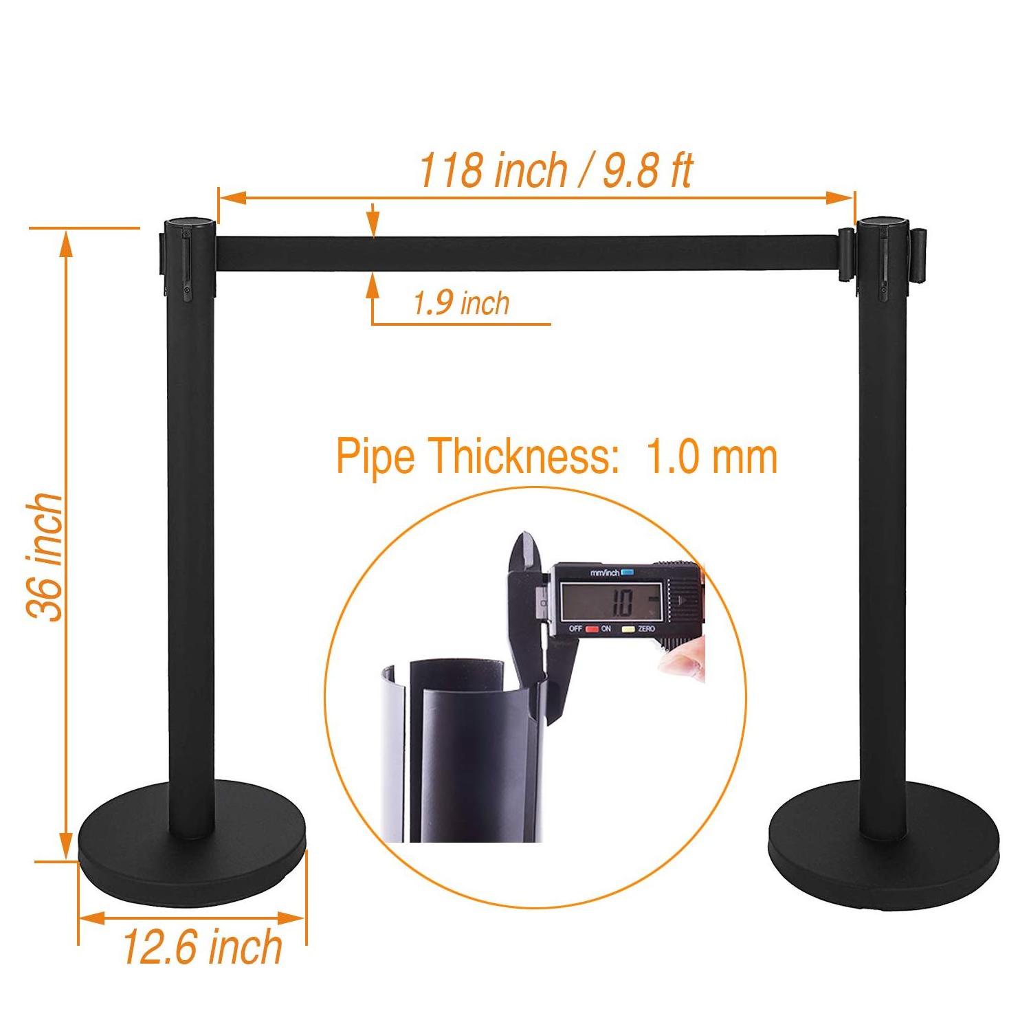 Retractable Belt Queue Divider Stand airport queueing pole black stanchion