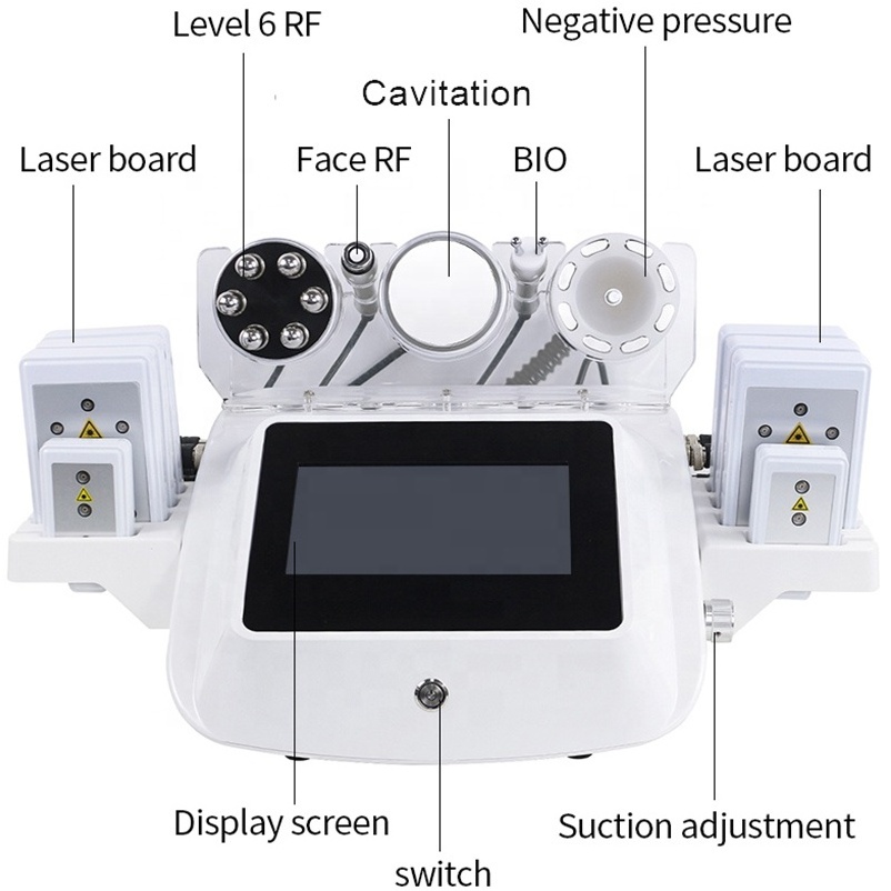 Maquina 6 En 1 Lipocavitation RF Ultrasound Liposuction 40K Cavation 6 In 1 Lipo Laser Cavitacion Lipolaser Cavitation Machine