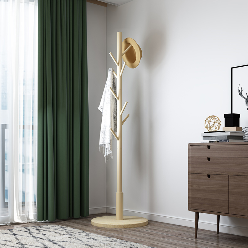 Wholesale coat rack floor standing clothes rack bedroom living room multifunctional beech wood coat rack