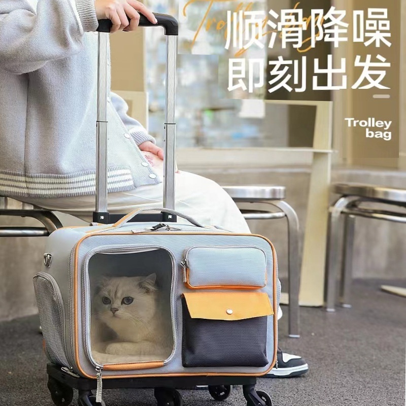 4in1 Cat Bag Pet Backpack Outside Transparent Large Capacity Luggage Pet Trolley  Bag With Pulleys Pet Bag Travel Carrier