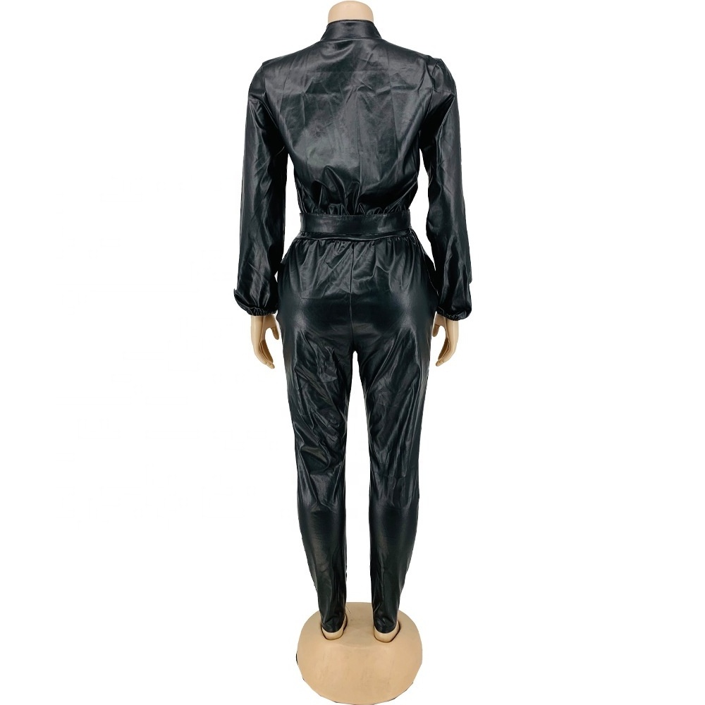 lady leather jumpsuit black leather jumpsuit for women faux leather jumpsuit