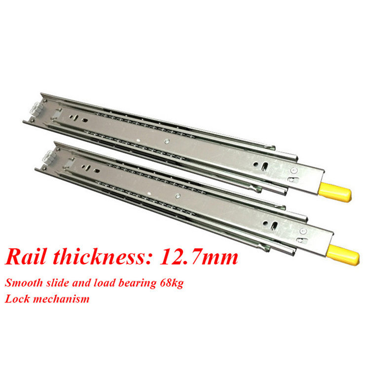 51mm Full Extension Ball Bearing Industrial Slide With Lock Heavy Duty Kitchen Cabinet Tool Box Drawer Slide Rail Track Glides