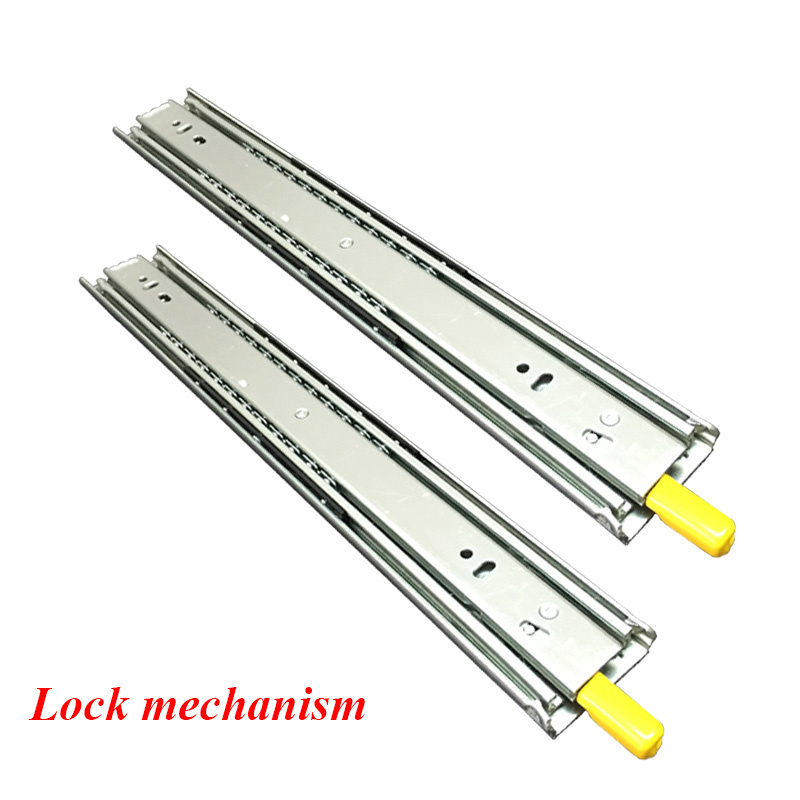 51mm Full Extension Ball Bearing Industrial Slide With Lock Heavy Duty Kitchen Cabinet Tool Box Drawer Slide Rail Track Glides