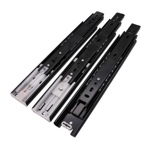 45mm Width Push to Open Soft Close Cabinet Drawer Guide 8-20 inch Black Full Extension Ball Bearing Drawer Slide