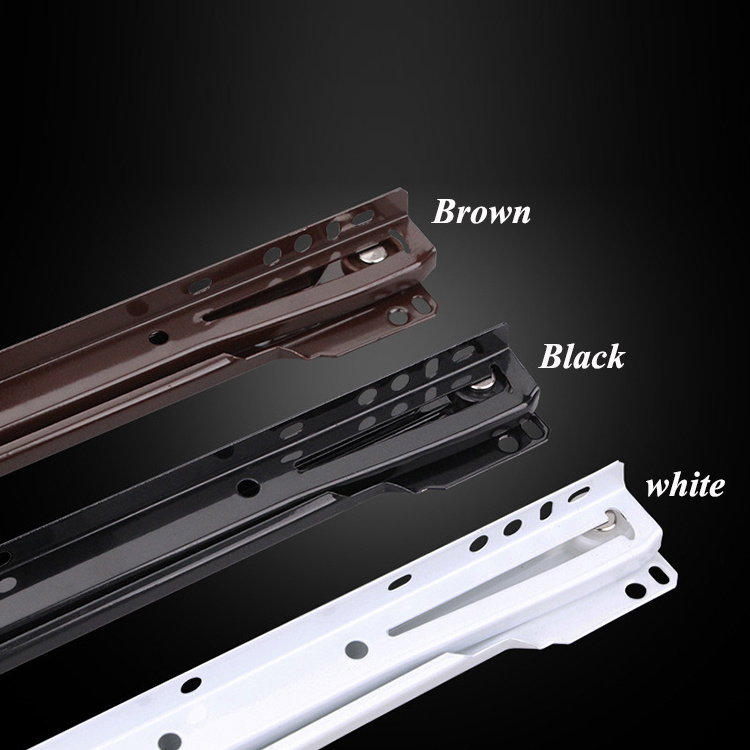 furniture bottom mount drawer slides Nylon Wheel 0.9 1.0 1.2 mm white brown black powder coated slide fgv roller drawer slide