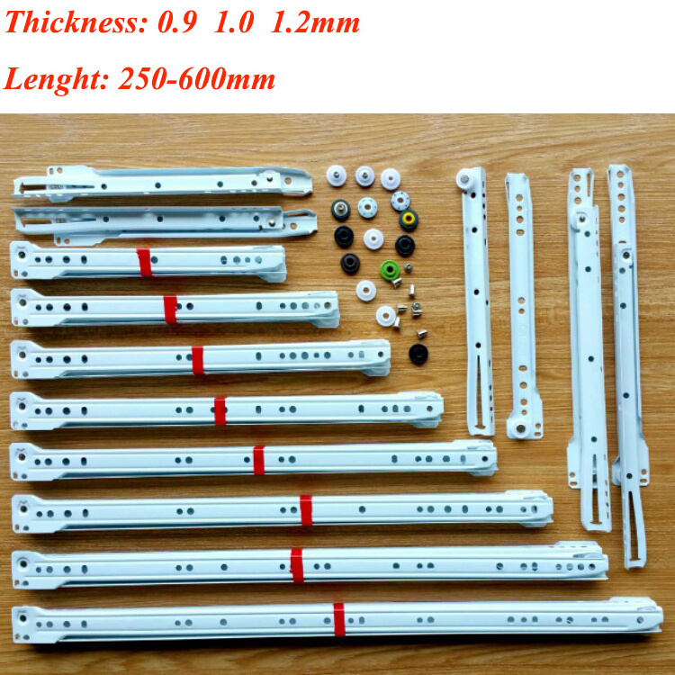 furniture bottom mount drawer slides Nylon Wheel 0.9 1.0 1.2 mm white brown black powder coated slide fgv roller drawer slide