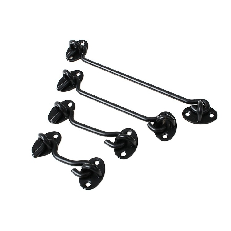 3 4 6 8 10 12 14 16 inch Black Hook and Eye Latch Heavy Duty Screen Latches Stainless Steel Cabin Hooks for Doors and Windows