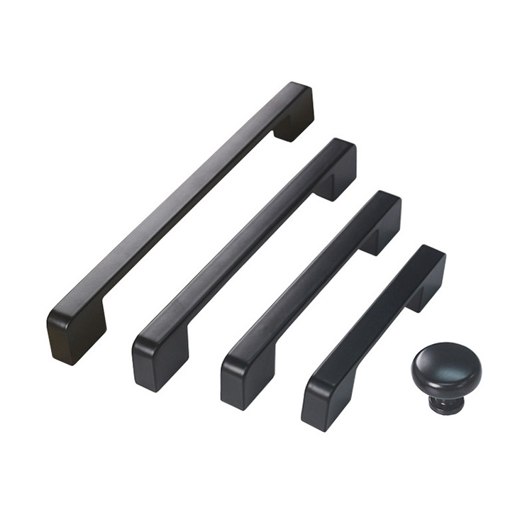 Black Furniture Hardware Kitchen Cabinet Drawer Pulls Handle Black Zinc Alloy Pulls Handles & Knobs