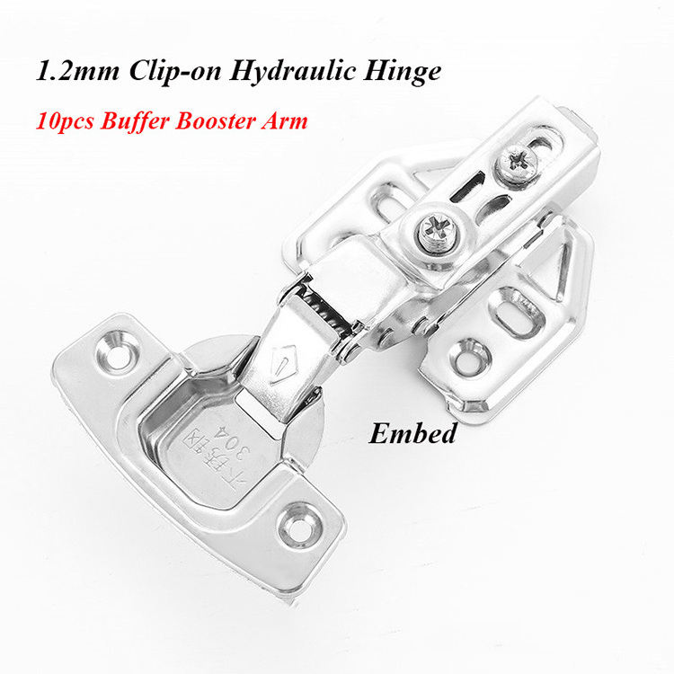 1.2mm Thickness Stainless Steel Soft Close Concealed Hinges Clip On Face Frame Mounting Kitchen Cupboard Door Hinges