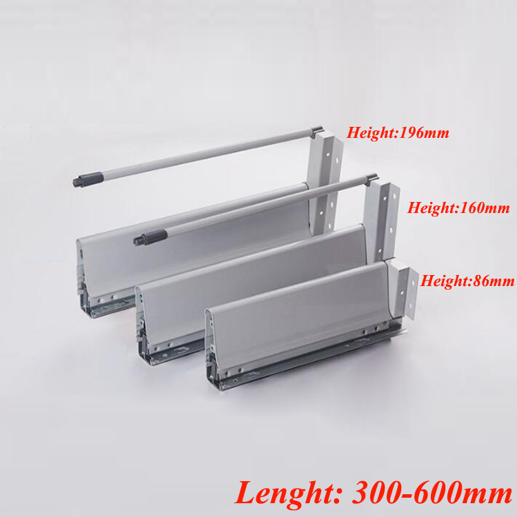 86 160 192 mm slim hydraulic full extension undermount tendem box drawer slides soft close kitchen tendem box drawer slide