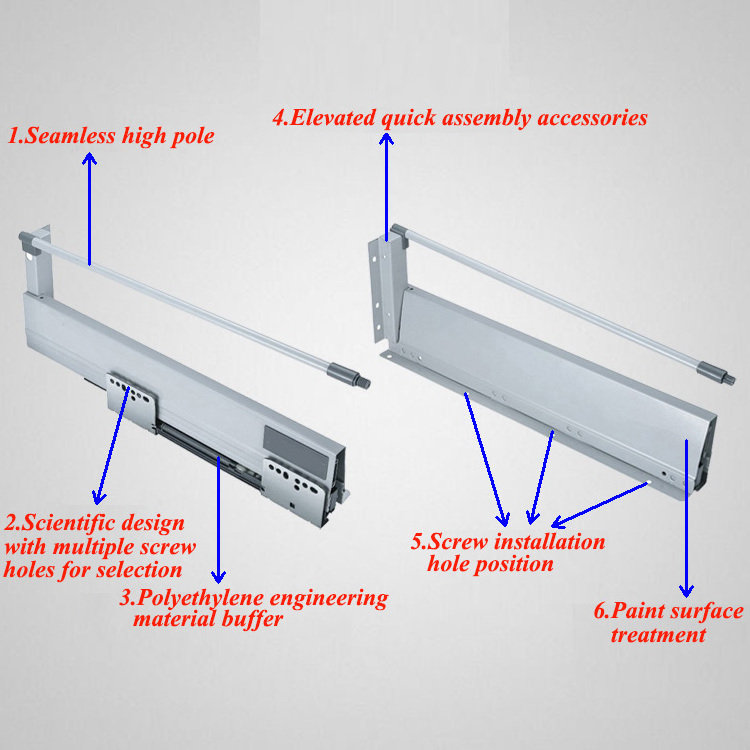 86 160 192 mm slim hydraulic full extension undermount tendem box drawer slides soft close kitchen tendem box drawer slide