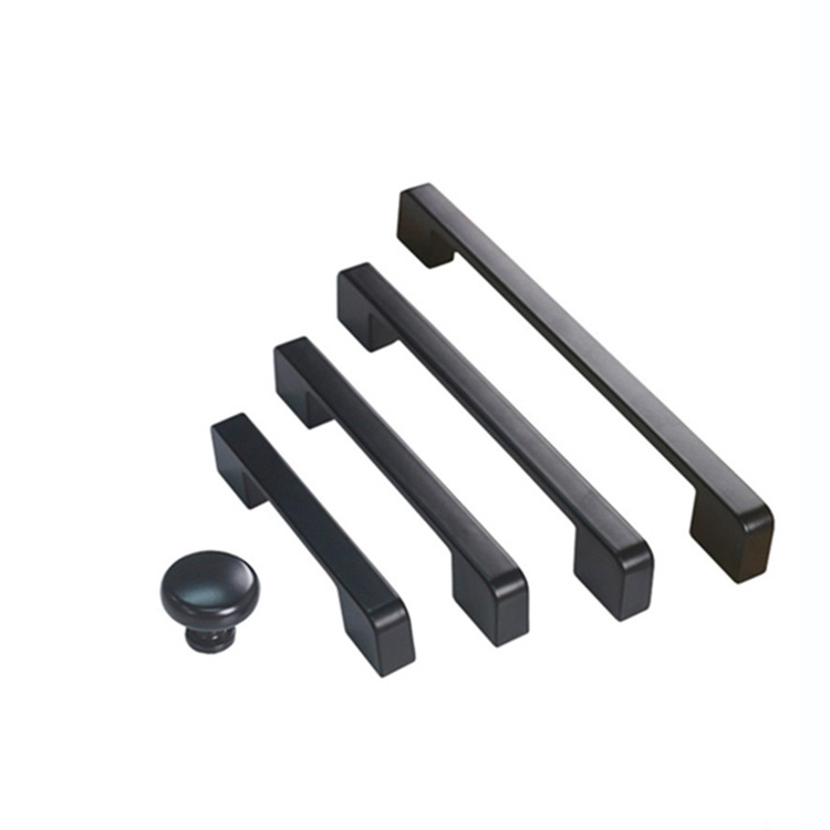 Black Furniture Hardware Kitchen Cabinet Drawer Pulls Handle Black Zinc Alloy Pulls Handles & Knobs