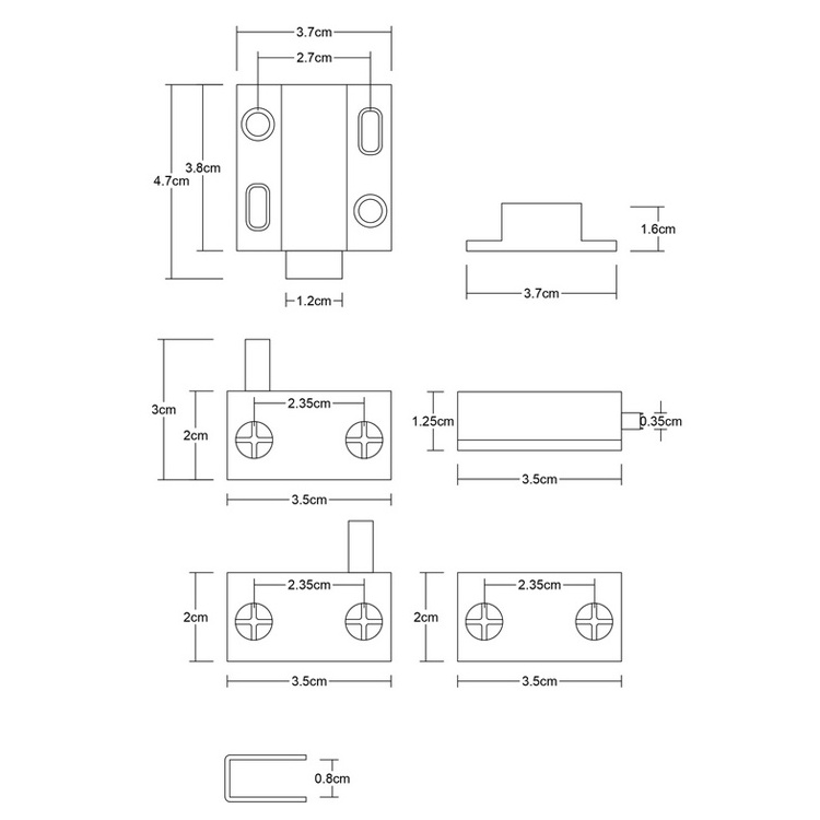 Furniture accessories ABS plastic push to open kitchen glass cabinet strong magnetic door catch magnet door push magnet