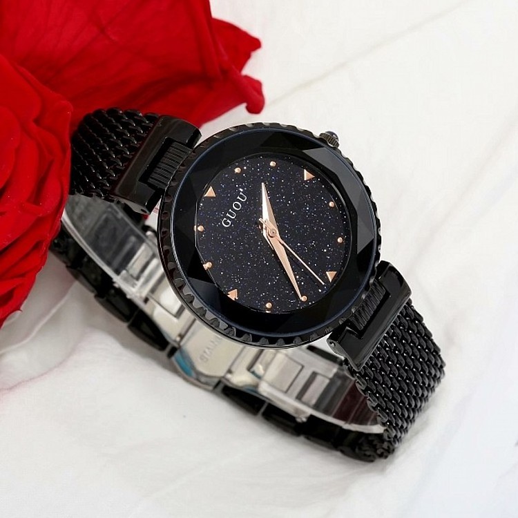 GUOU 66630 luxury rose gold female quartz watch comely Mesh Strap starry sky water resist vintage bracelet reloj watch