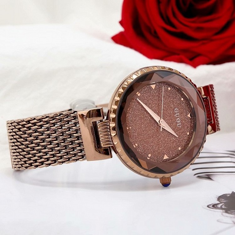 GUOU 66630 luxury rose gold female quartz watch comely Mesh Strap starry sky water resist vintage bracelet reloj watch