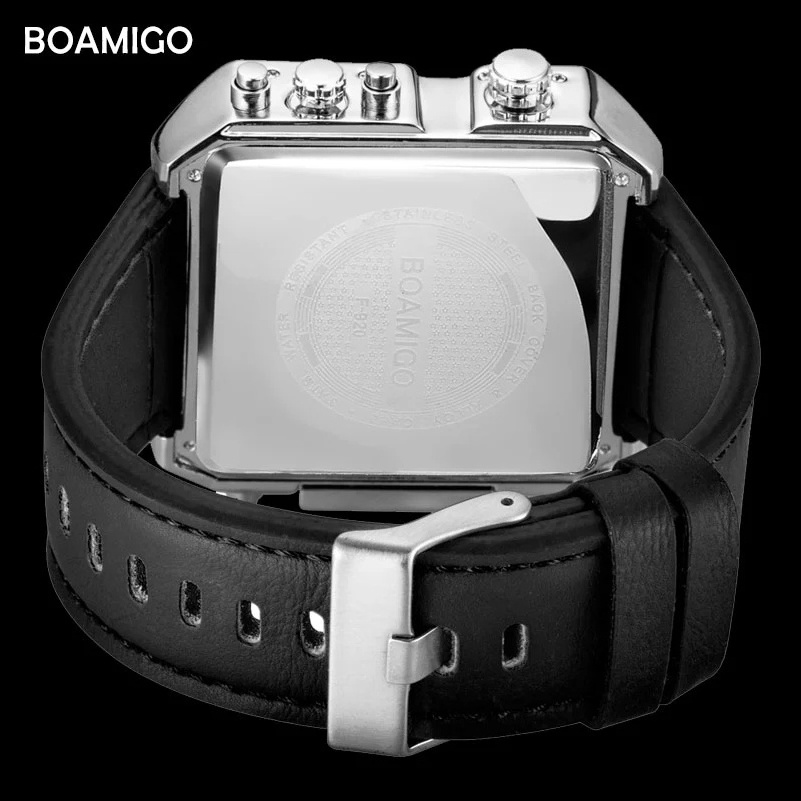 BOAMIGO F920 new style China male digital watch perfect PU leather strap 3 time zone Waterproof giant  sports watch kit