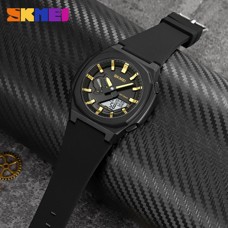 SKMEI 2091 hot sell made in prc male digital watch latest Silicone band double display chronometer Multi function summer watches