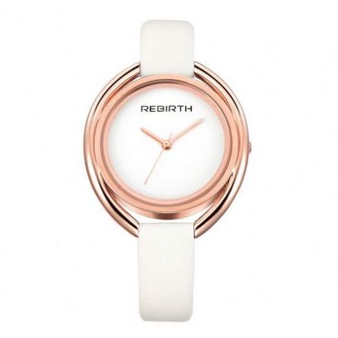 REBIRTH 028 unique white boys quartz watch low price leather band waterproofing small character Casual reloj watch