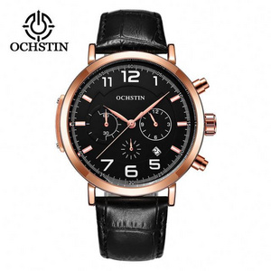 OCHSTIN 6105 wholesale China gents quartz watch stylish  Leather Strap water proof Multi function elderly  Leisure watch