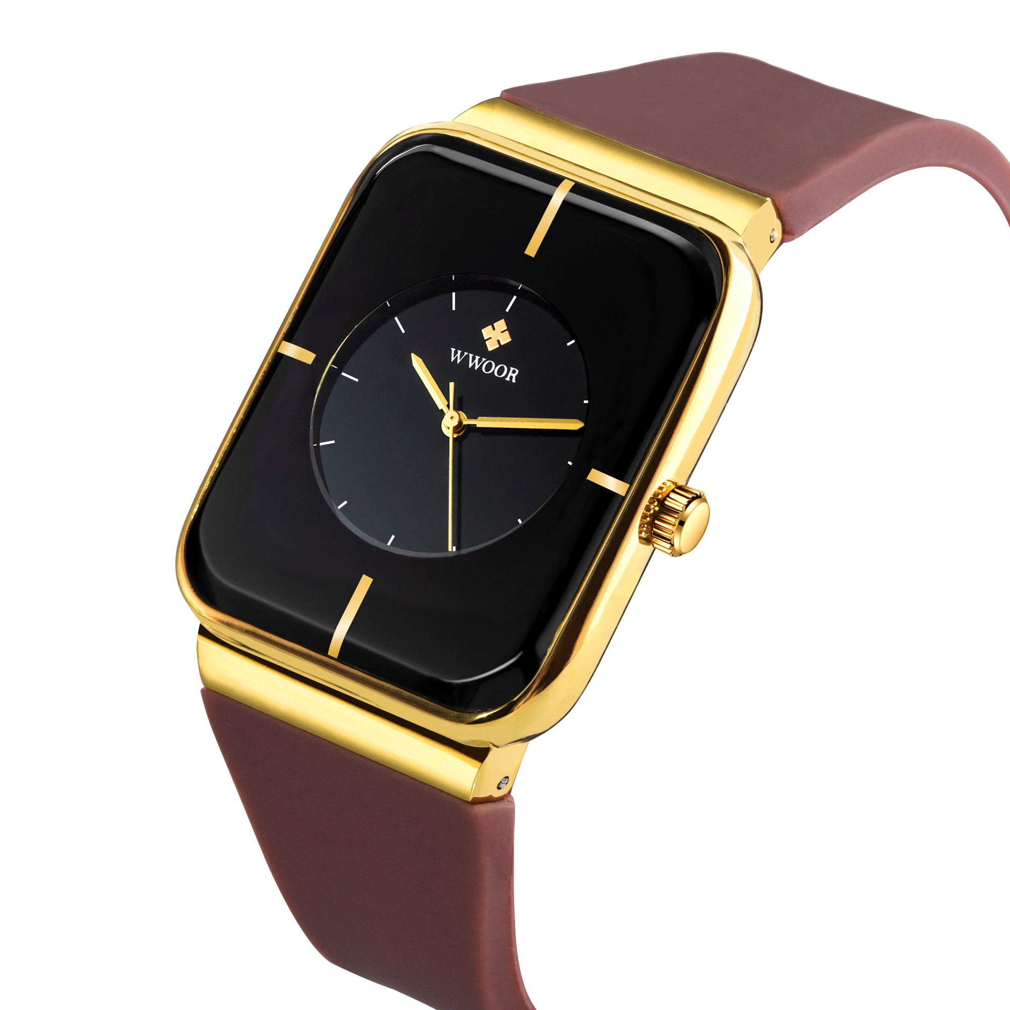 wwoor watch 8884M elegant shenzhen gents quartz watch low cost Silicone strap square  Simple Casual hand watch