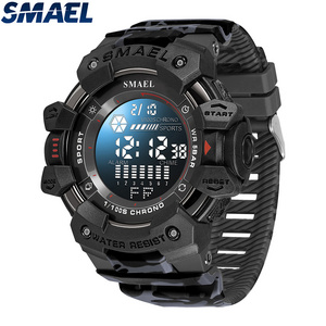 SMAEL 8050 fancy OEM mens digital watch stylish Silicone strap Waterproof Multi function storage sports wrist watch