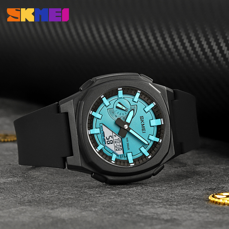 SKMEI 2091 hot sell made in prc male digital watch latest Silicone band double display chronometer Multi function summer watches