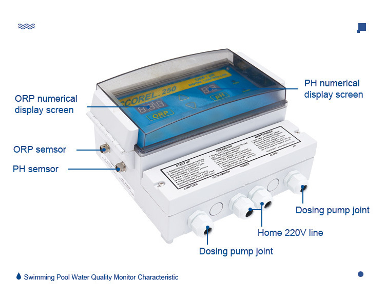 Automatic Swimming Pool Water Quality Monitor Measurement PH / ORP Sensor Analyzer Control System for Spa Pool  Water Treatment