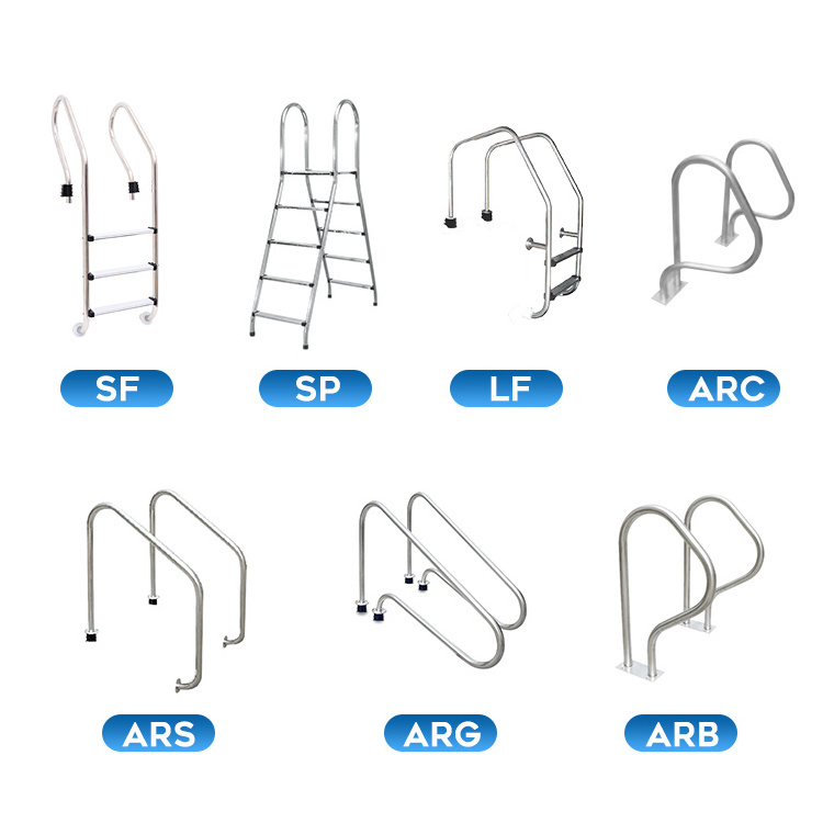 China Factory Portable 2/3/4/5 Steps 304/316 Stainless Steel 1.0/1.2mm Non-Slip SF Series Ladder for Swimming Pool Pool Ladder