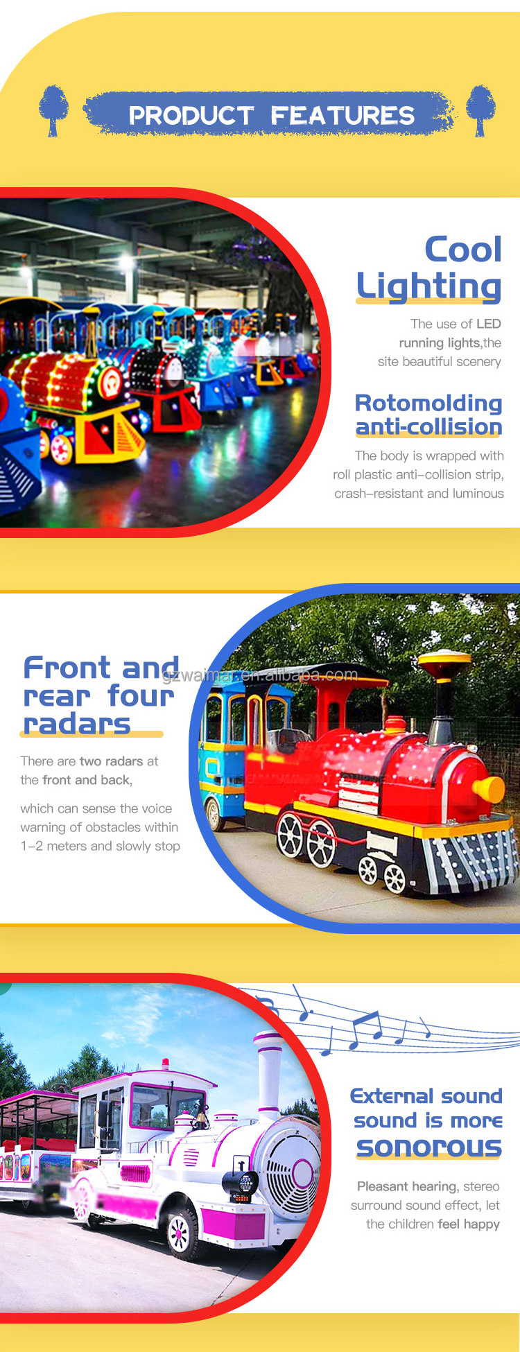 Amusement Park Battery Trackless Train Ride Tourist Attraction Road Train for Sale