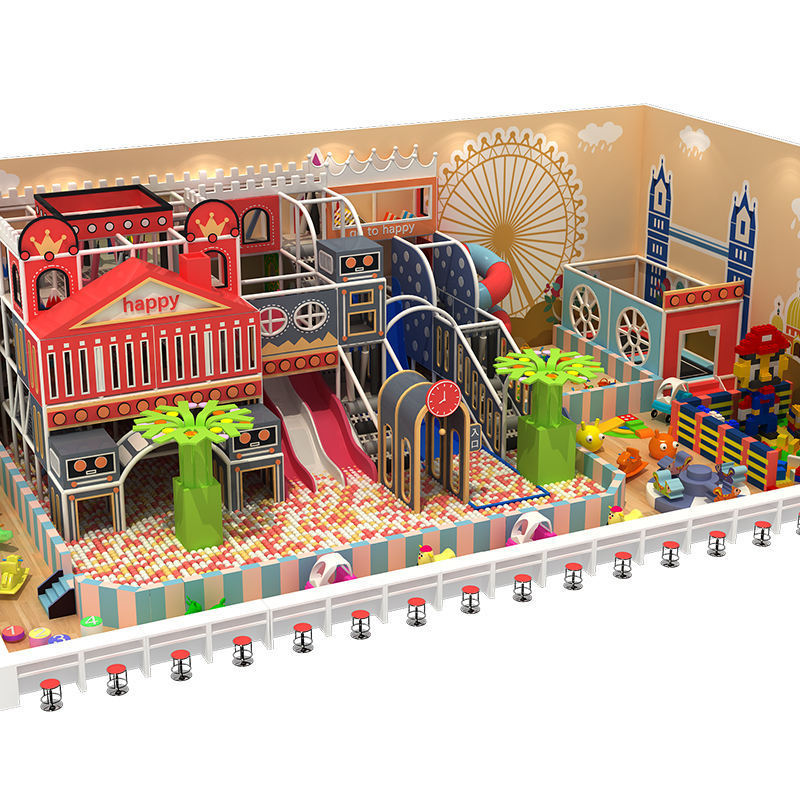 Children amusement indoor shopping mall kids playground set commercial play ground with trampoline for small toddler playhouse