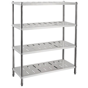 Heavy Duty 4 Tiers Metal Kitchen Storage Shelving Unit For Restaurant/Commercial Assembly Stainless Steel Storage Rack Shelf