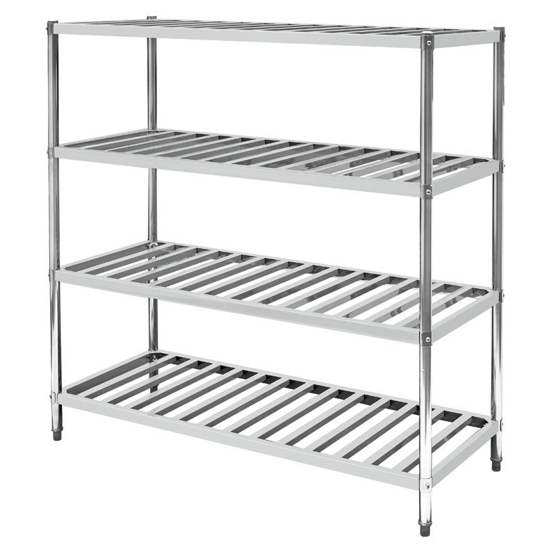 Heavy Duty 4 Tiers Metal Kitchen Storage Shelving Unit For Restaurant/Commercial Assembly Stainless Steel Storage Rack Shelf