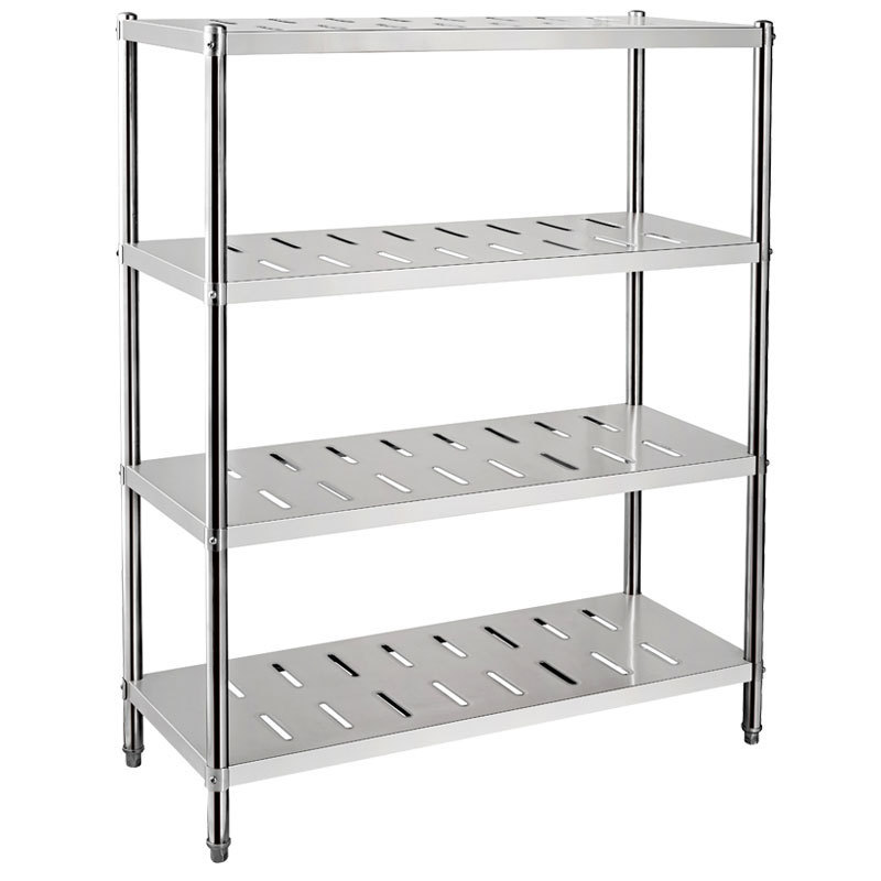 Restaurant Kitchen Metal Catering Rack Shelf Factory Square Legs Stainless Steel Storage Shelving With 4 Tiers In Malaysia