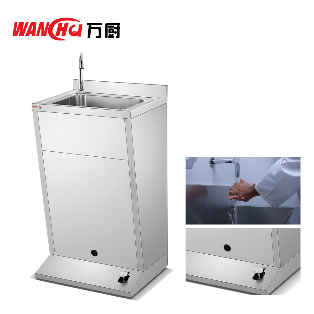 Outdoors Industrial Foot Pedal Hand Wash Sink Station Commercial Kitchen 304 Stainless Steel Metal Wash Basin Factory