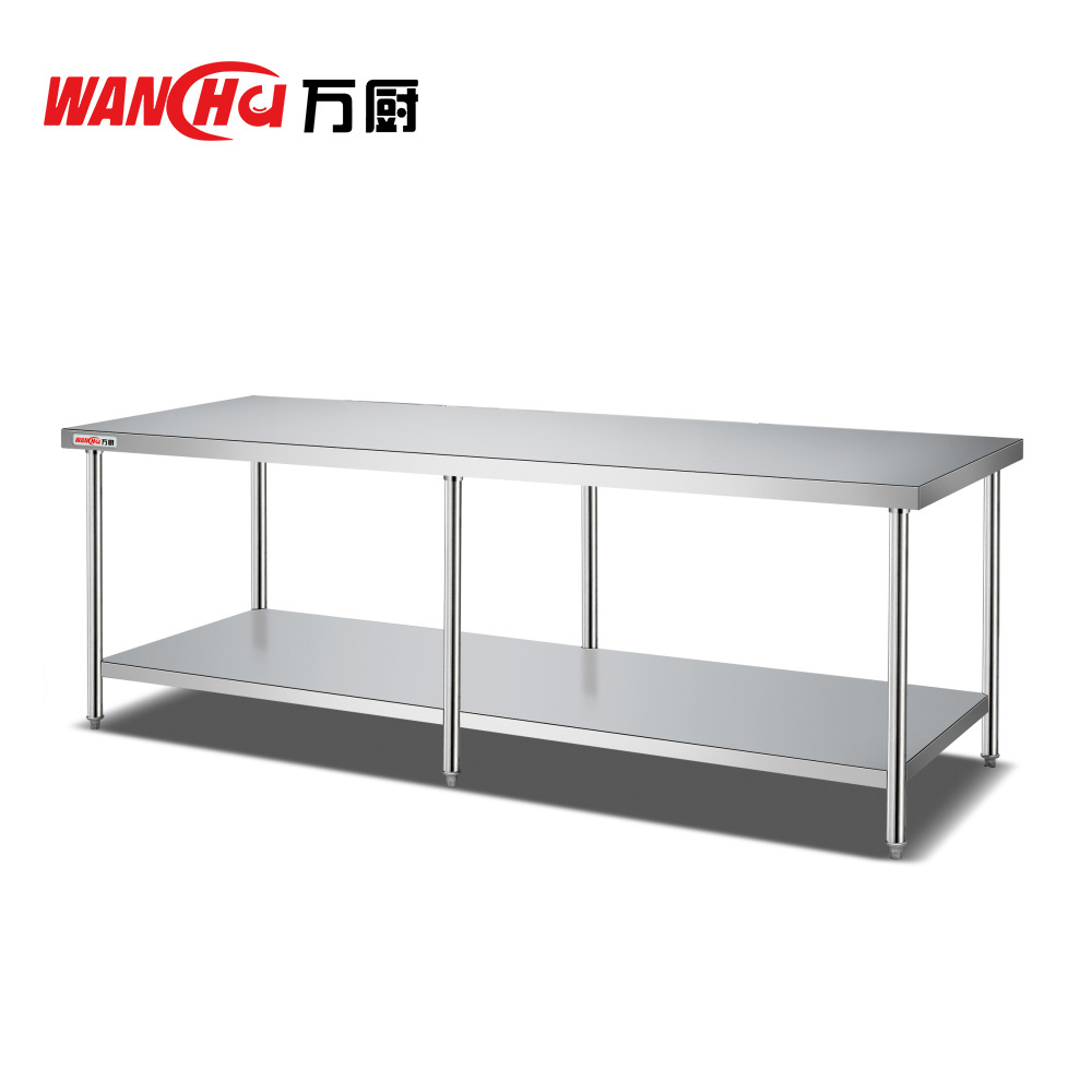 Commercial Stainless Steel Prep Table SUS 201 304 Restaurant Pizza Salad Bar Kitchen Work Table with Back Splash Equipment