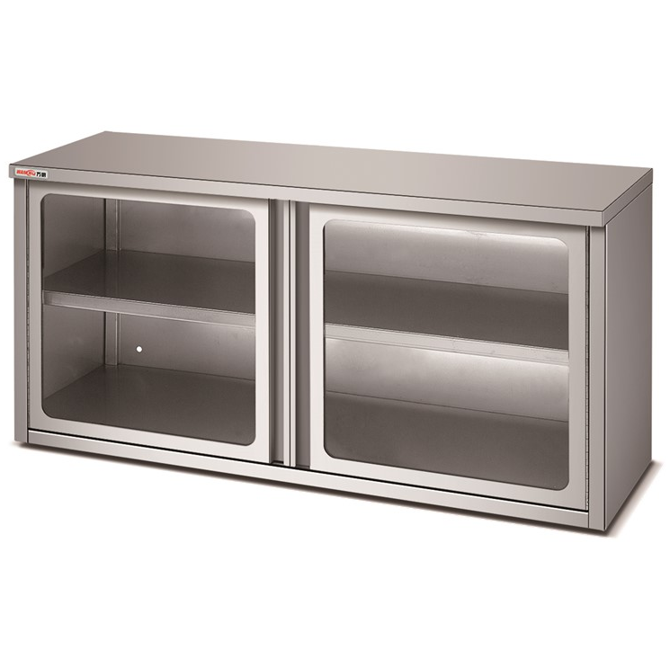 Stainless Steel Industrial Kitchen Wall Cabinet with Glass Doors Wall Mounted Modular Key Cabinet  Bench Cabinet