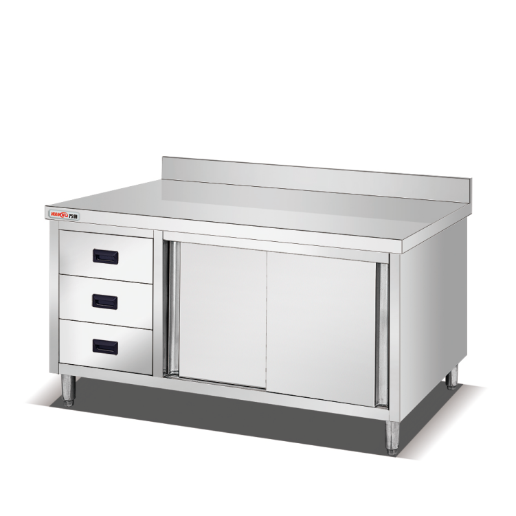 Industrial Outdoors Work Table Cooking Cabinet Factory/Restaurant Kitchen Stainless Steel Bench Prep Table Cabinet with Door