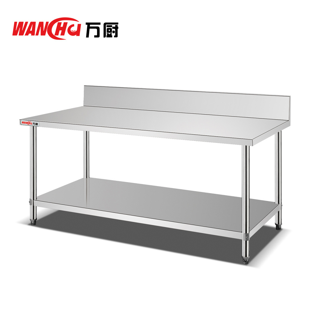 Commercial Stainless Steel Prep Table SUS 201 304 Restaurant Pizza Salad Bar Kitchen Work Table with Back Splash Equipment