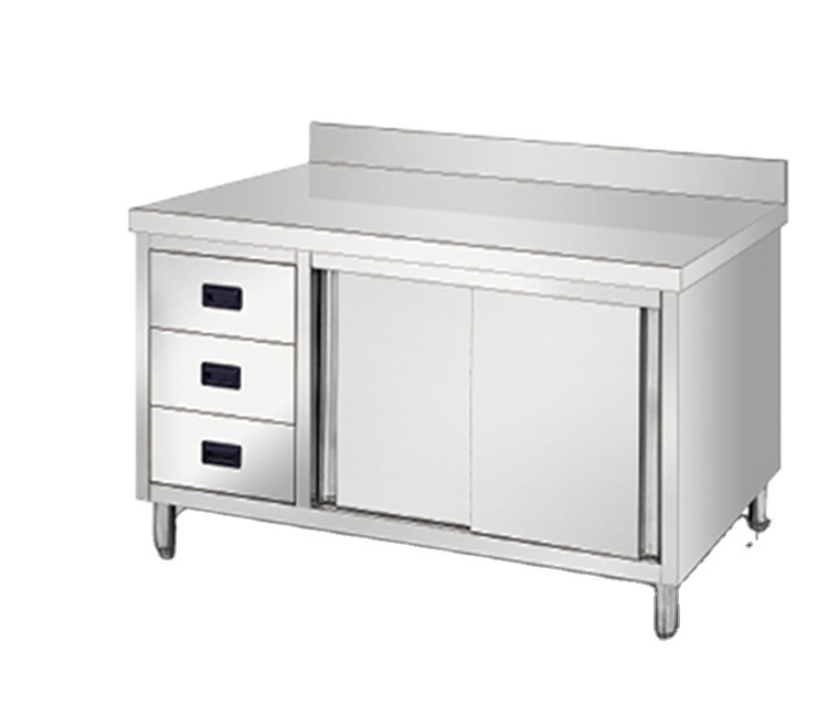 customized Restaurant 304 Stainless Steel Working Table Cabinet with Drawers Bar Kitchen Food Prep Table Counter For Sales