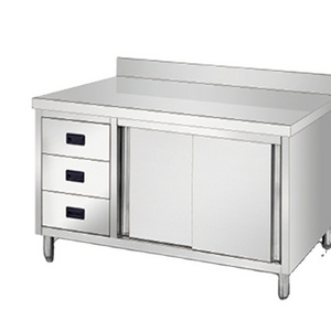 customized Restaurant 304 Stainless Steel Working Table Cabinet with Drawers Bar Kitchen Food Prep Table Counter For Sales