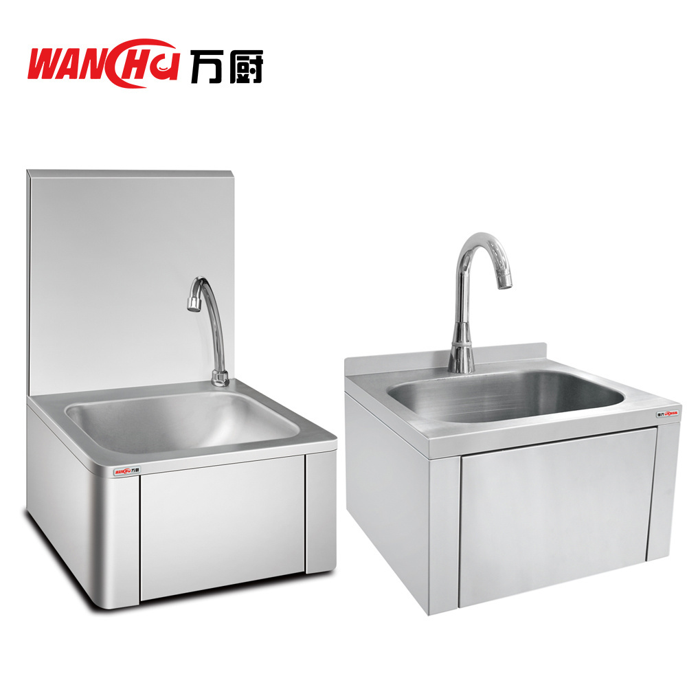 DUBAI Hotel restaurant stainless steel knee operated hand basin portable commercial wall mounted washing sink factory